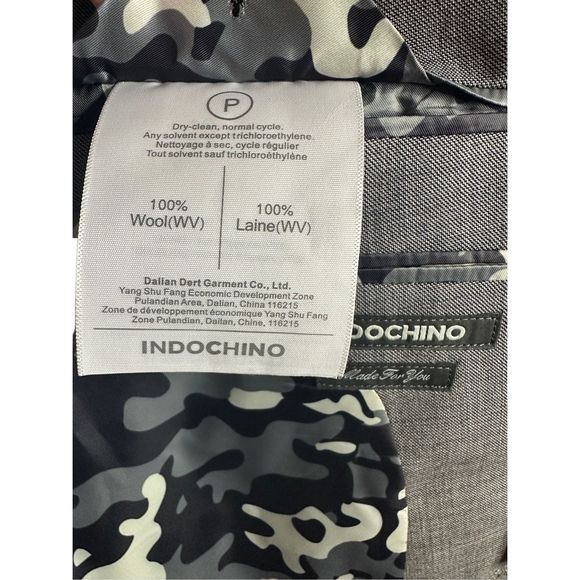 Indochino New Bespoke 2 Button Gray Blazer Sport‎ Coat Jacket Men's Camo Lining - Picture 11 of 12